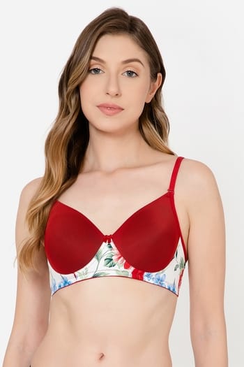 Clovia Padded Non-Wired Full Cup Multiway T-shirt Bra in Maroon