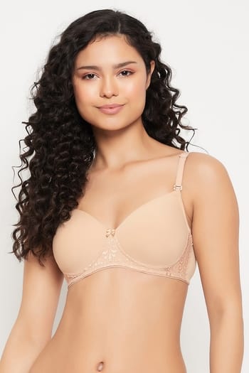 Clovia Padded Non-Wired Full Cup Multiway T-shirt Bra in Nude Colour