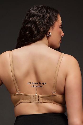 Back listing image for Padded Non-Wired Full Coverage Multiway T-shirt Bra in Nude Colour - Cotton