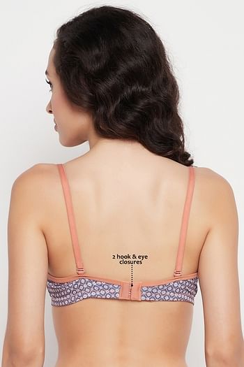 Back listing image for Padded Non-Wired Full Cup Printed Multiway T-shirt Bra in Grey