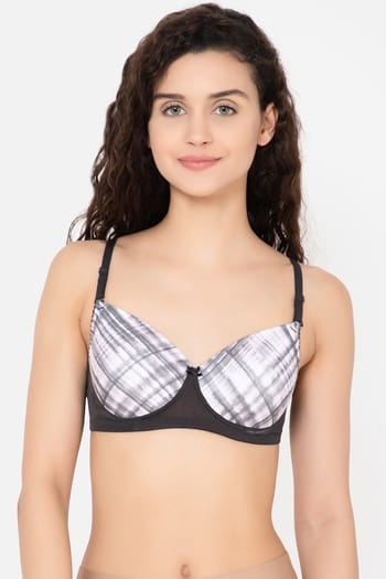 Clovia Padded Non-Wired Full Cup Printed Multiway T-shirt Bra in White