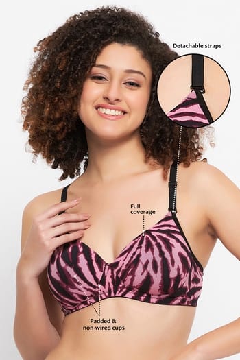 Clovia Padded Non-Wired Full Cup Tie-Dye Print Multiway T-shirt Bra in Blush Pink
