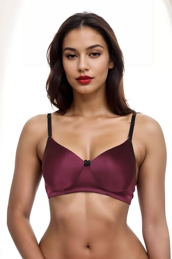 Clovia Padded Non-Wired Full Coverage Multiway T-shirt Bra in Purple