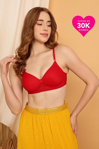 Front listing image for Padded Non-Wired T-Shirt Bra In Red