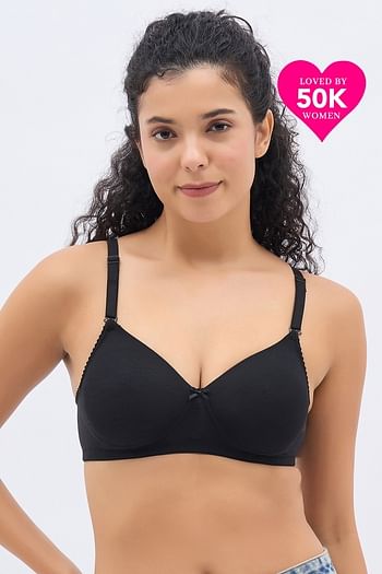 Front listing image for Padded Non-Wired Full Coverage Multiway T-Shirt Bra In Black