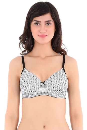 Clovia Padded Non-Wired Full Coverage Printed Multiway T-Shirt Bra