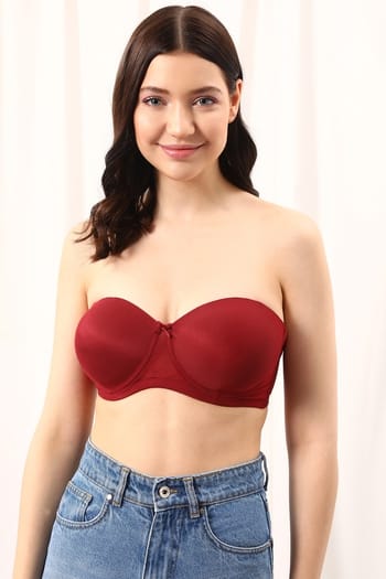 Clovia Padded Underwired Full Coverage Strapless Multiway Bra in Maroon