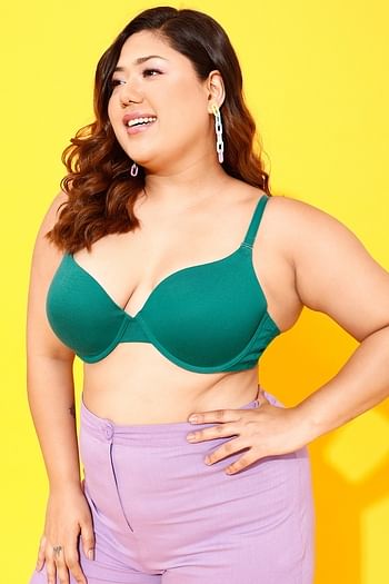Front listing image for Level 1 Padded Underwired Full Cup Multiway T-shirt Bra in Teal Green - Cotton