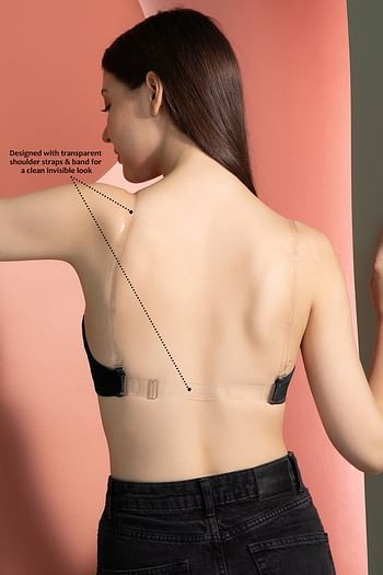 Back listing image for Invisi Padded Underwired Full Cup Strapless Balconette Bra in Black with Transparent Straps & Band