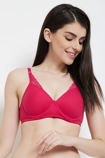 Front listing image for Padded Underwired Full Coverage T-Shirt Bra in Pink- Cotton Rich