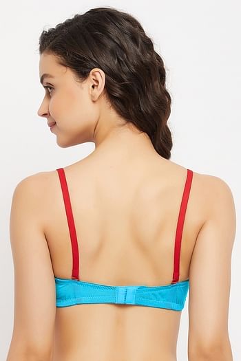 Back listing image for Padded Underwired Full Coverage Cherry Print Balconette T-shirt Bra in Sky Blue