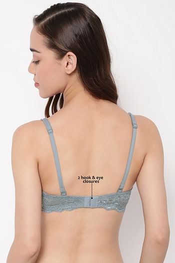 Back listing image for Padded Underwired Full Coverage Multiway Strapless Balconette Bra in Light Grey - Lace