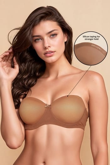 Clovia Padded Underwired Full Coverage Strapless Multiway Bra in Nude Colour