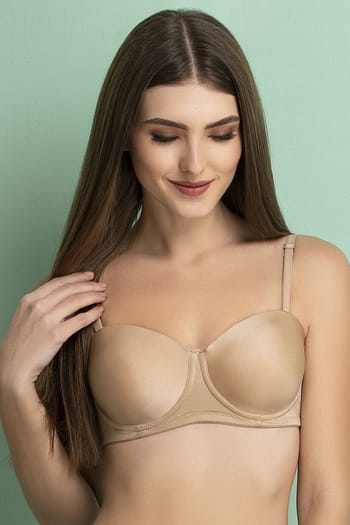 Clovia Padded Underwired Strapless T-Shirt Bra with Balconette Style