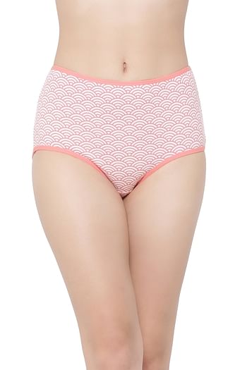 Front listing image for High Waist Printed Hipster Panty in White - Cotton