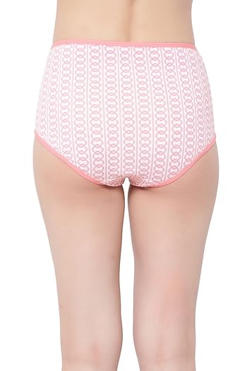 Back listing image for High Waist Printed Hipster Panty in White - Cotton