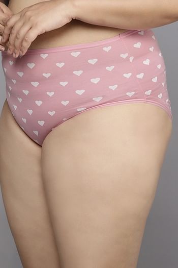 Back listing image for High Waist Heart Print Hipster Panty in Baby Pink - Cotton