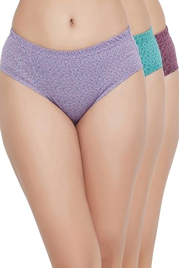 Back listing image for Pack of 3 Mid Waist Floral Print Hipster Panties with Inner Elastic - 100% Cotton