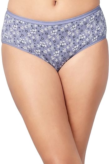 Front listing image for Mid Waist Floral Print Hipster Panty in Lavender Colour - Cotton
