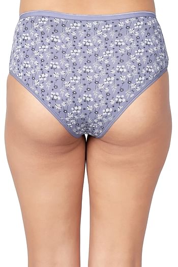 Back listing image for Mid Waist Floral Print Hipster Panty in Lavender Colour - Cotton