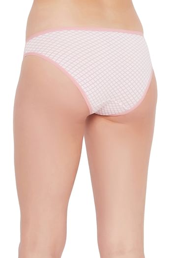 Back listing image for Low Waist Printed Bikini Panty in White - Cotton