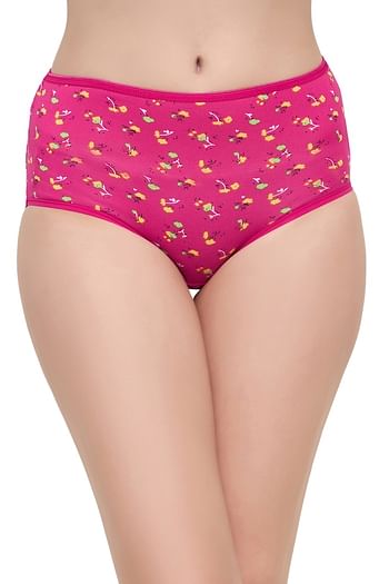 Front listing image for High Waist Floral Print Hipster Panty in Hot Pink 