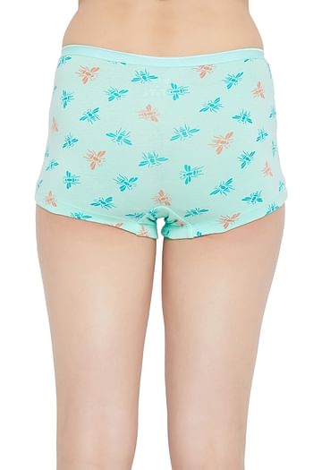 Back listing image for Mid Waist Insect Print Boyshorts in Baby Blue - Cotton	