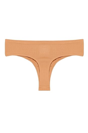 Back listing image for Low Waist Thong in Nude Colour - Cotton
