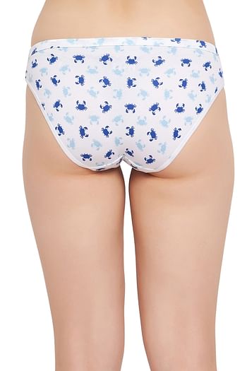 Back listing image for Low Waist Crab Print Bikini Panty in White - Cotton