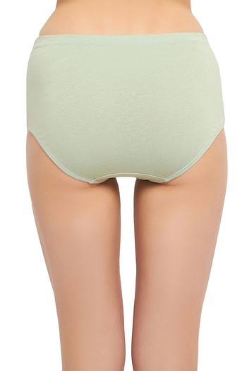 Back listing image for High Waist Hipster Panty in Light Green with Inner Elastic - Cotton	