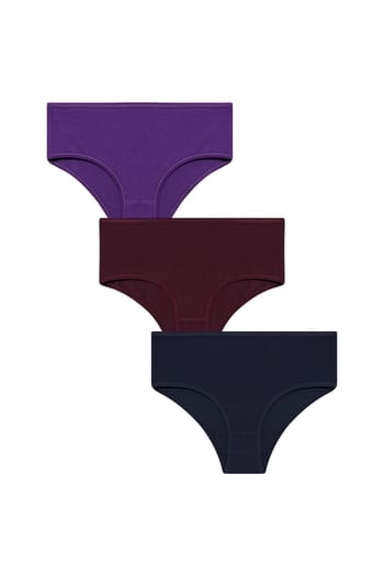 Clovia Pack of 3 Mid Waist Hipster Panties - Cotton