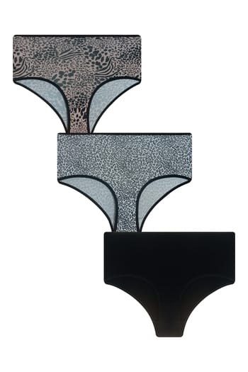 Clovia Pack of 3 High Waist Hipster Panties - Cotton