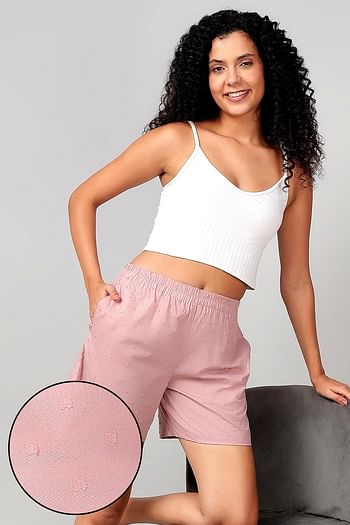 Front listing image for Dobby Weave Shorts in Baby Pink - 100% Cotton