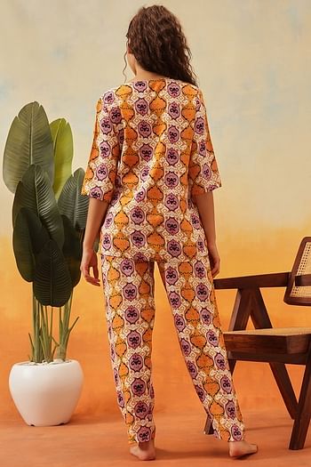 Back listing image for Printed Top & Pyjama Set in Multicolour - Rayon