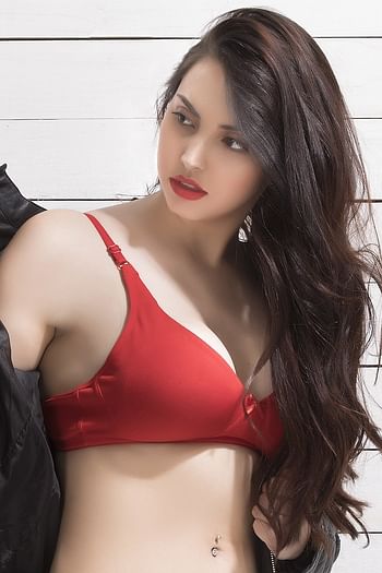 Back listing image for Non-Padded Non-Wired Full Coverage Bra with Double Layered Cups In Red - Cotton Rich