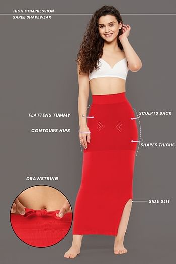 Front listing image for Saree Shapewear with Drawstring in Red