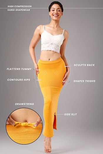 Front listing image for Saree Shapewear with Drawstring in Yellow