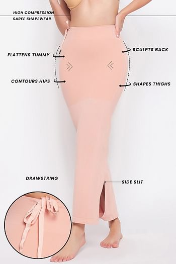 Front listing image for Saree Shapewear with Drawstring in Peach Colour
