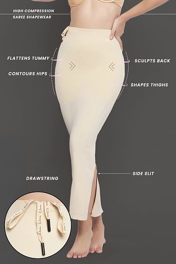 Front listing image for Saree Shapewear with Drawstring in Nude-Colour