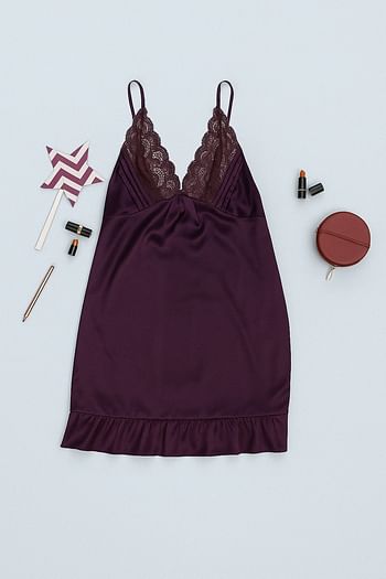 Front listing image for Chic Basic Babydoll in Purple - Satin