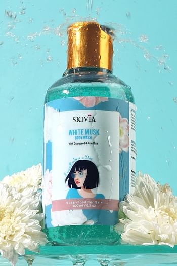 Front listing image for Skivia White Musk Body Wash With Grapeseed & Aloe Vera - 200 ml