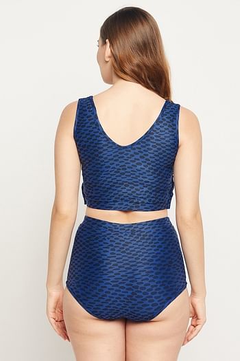 Back listing image for Print Me Pretty Two Piece Swimsuit in Dark Blue