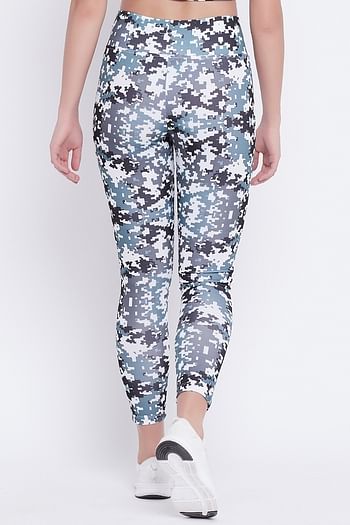 Back listing image for Snug Fit Printed Active Tights in Dark Grey	