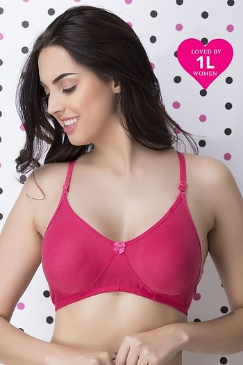 Front listing image for Non-Padded Non-Wired Full Coverage T-shirt Bra in Hot Pink - Cotton