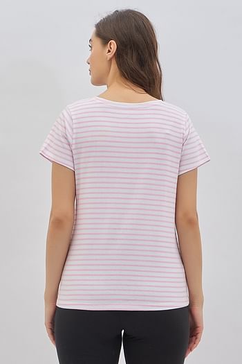 Back listing image for Striped T-shirt in White - 100% Cotton