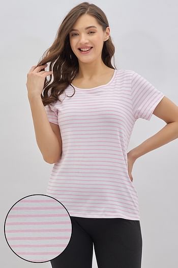 Front listing image for Striped T-shirt in White - 100% Cotton