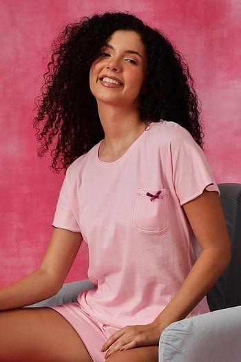 Front listing image for Chic Basic Top & Shorts Set in Baby Pink - 100% Cotton
