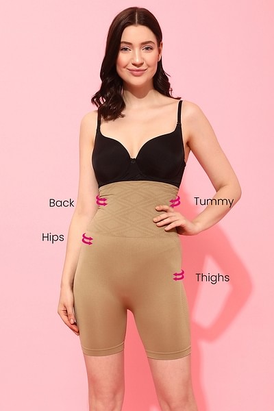 Buy 4-In-1 Shapewear - Tummy, Back, Thighs, Hips in Brown Online India,  Best Prices, COD - Clovia - SW0007A24