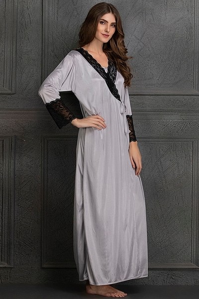 Buy 7 Pcs Nightwear Set in Purple- Satin Online India, Best Prices, COD -  Clovia - NS0564A15