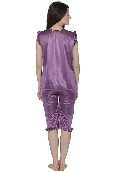 Buy 7 Pcs Nightwear Set in Purple- Satin Online India, Best Prices, COD -  Clovia - NS0564A15